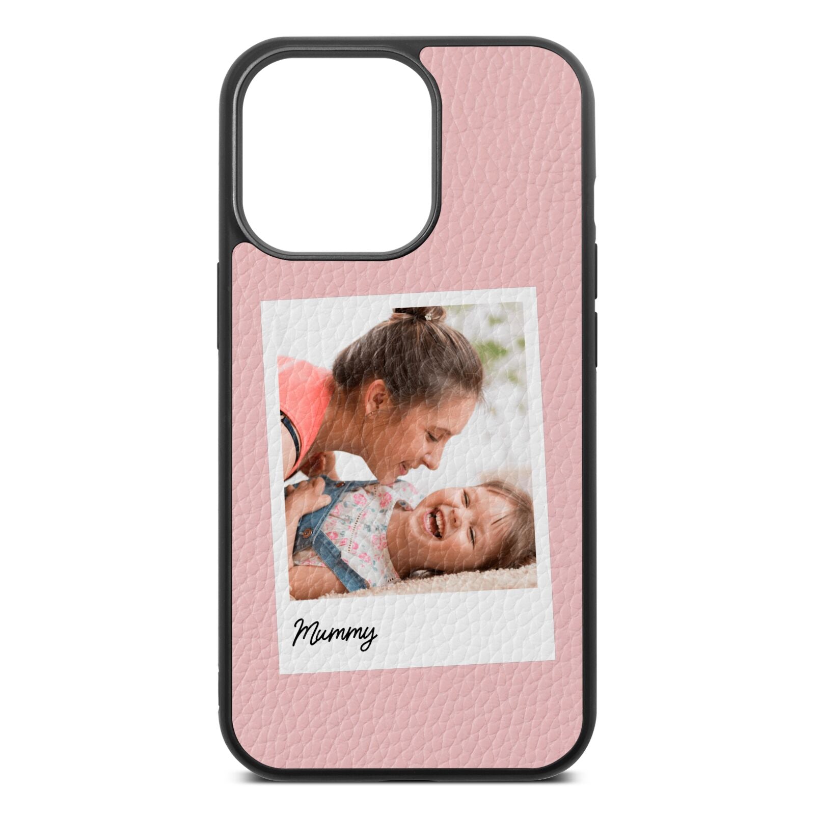 Mummy Photo Pink Pebble Leather iPhone 13 Pro Case