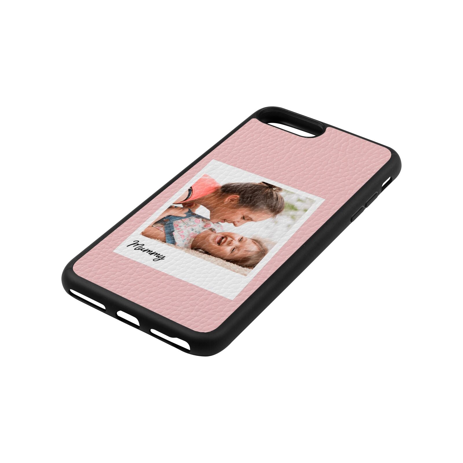 Mummy Photo Pink Pebble Leather iPhone 8 Plus Case Side Angle