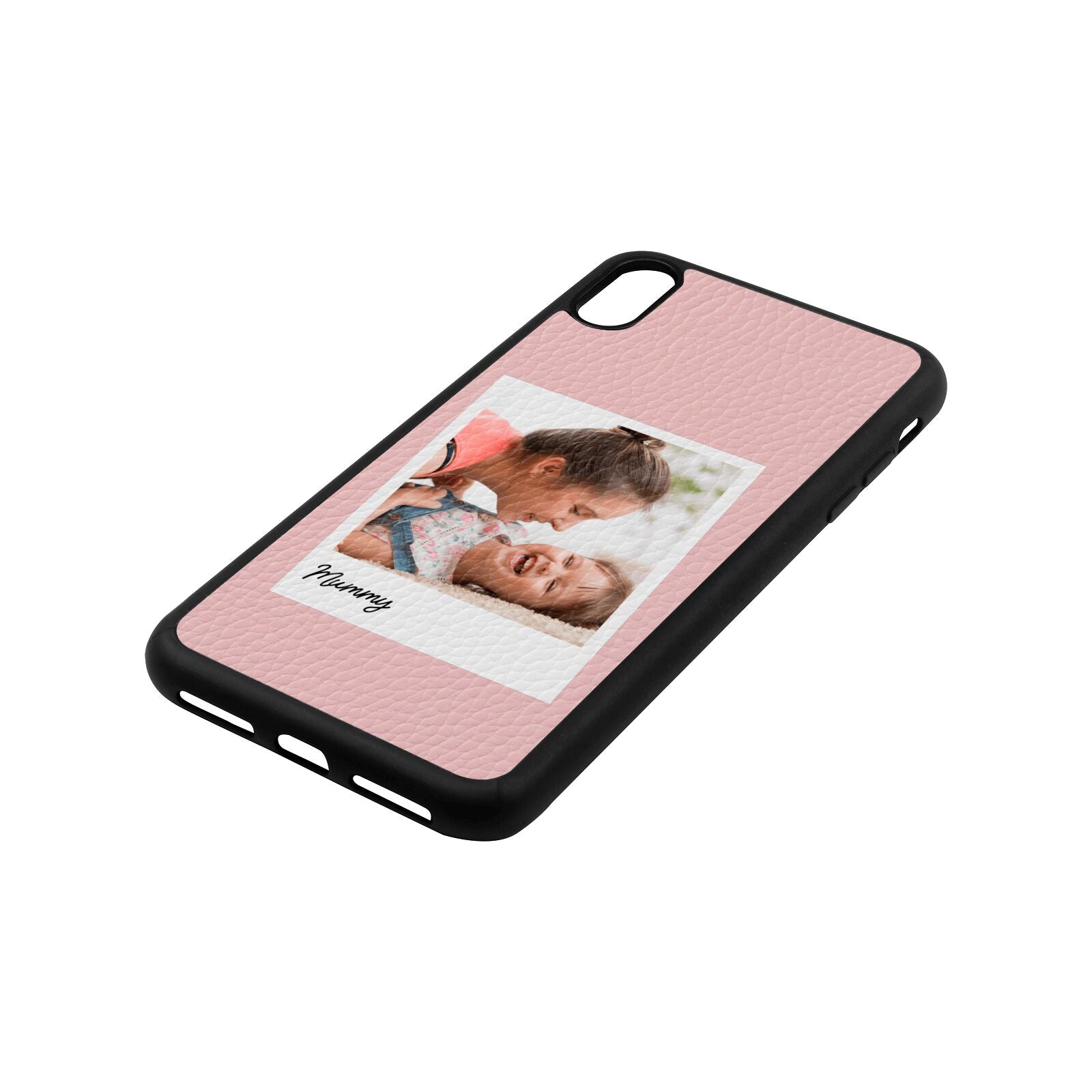 Mummy Photo Pink Pebble Leather iPhone Xs Max Case Side Angle