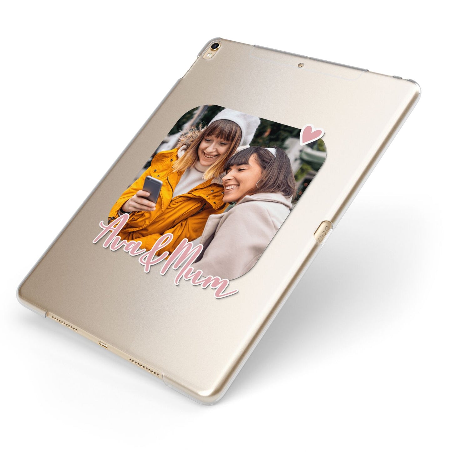 Mummy and Me Custom Photo Apple iPad Case on Gold iPad Side View