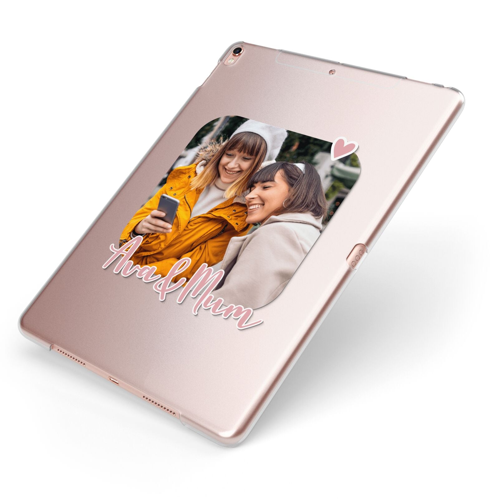 Mummy and Me Custom Photo Apple iPad Case on Rose Gold iPad Side View