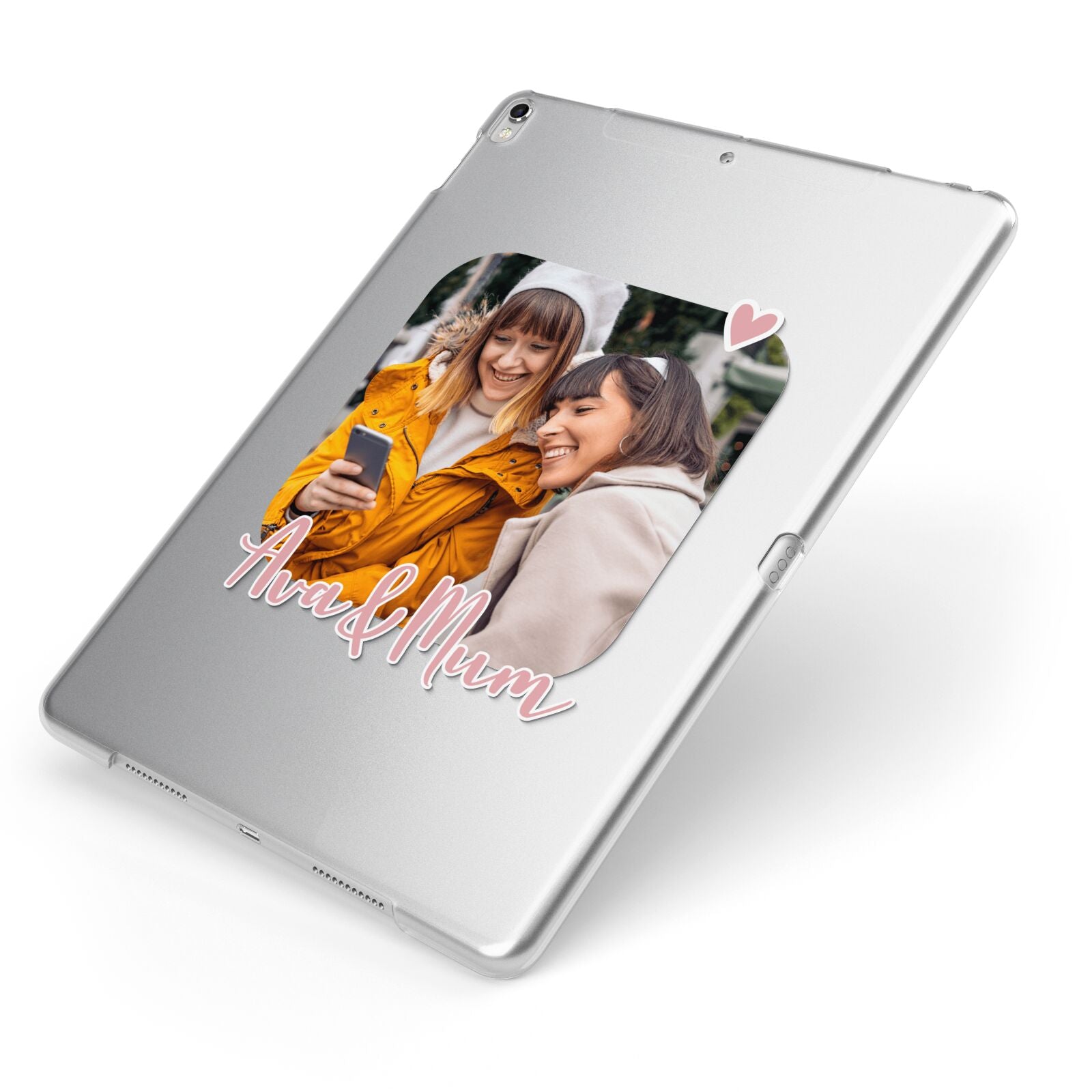 Mummy and Me Custom Photo Apple iPad Case on Silver iPad Side View