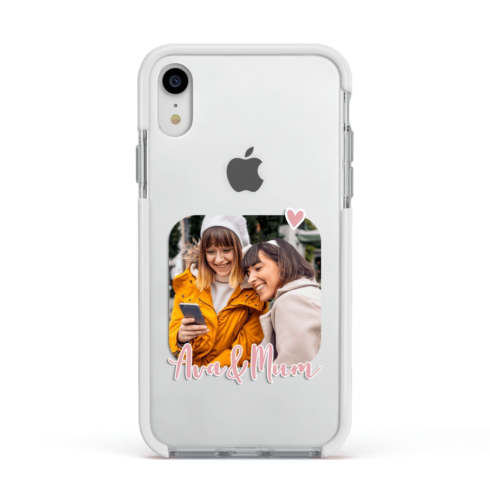 Mummy and Me Custom Photo Apple iPhone XR Impact Case White Edge on Silver Phone