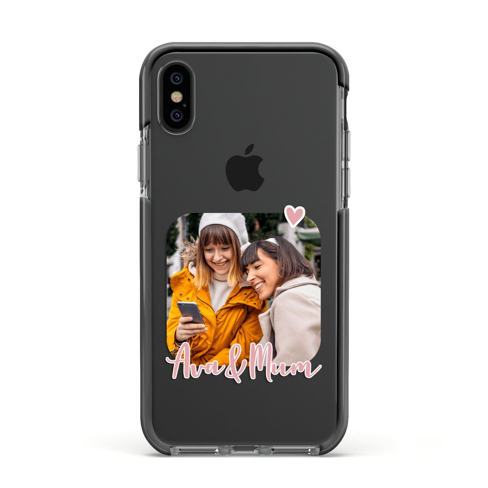 Mummy and Me Custom Photo Apple iPhone Xs Impact Case Black Edge on Black Phone