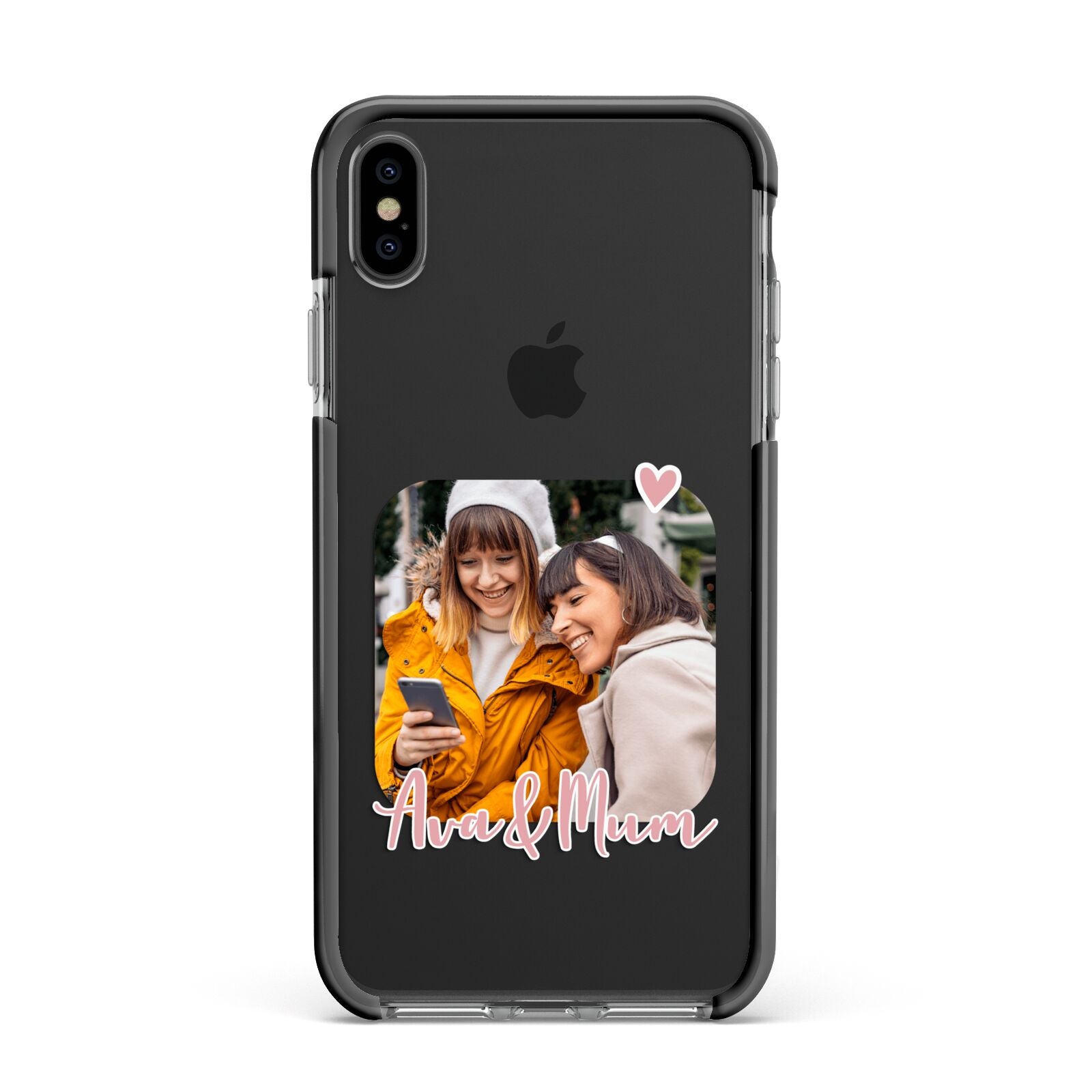 Mummy and Me Custom Photo Apple iPhone Xs Max Impact Case Black Edge on Black Phone