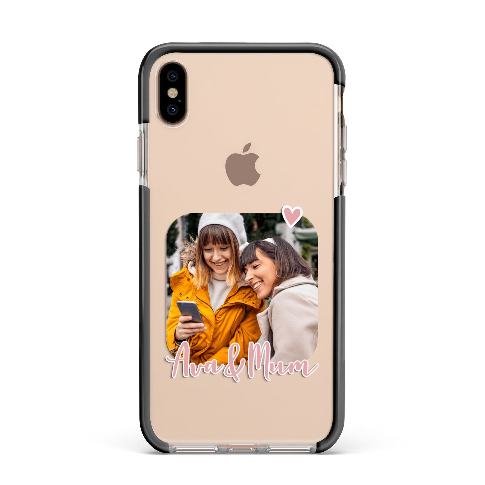 Mummy and Me Custom Photo Apple iPhone Xs Max Impact Case Black Edge on Gold Phone