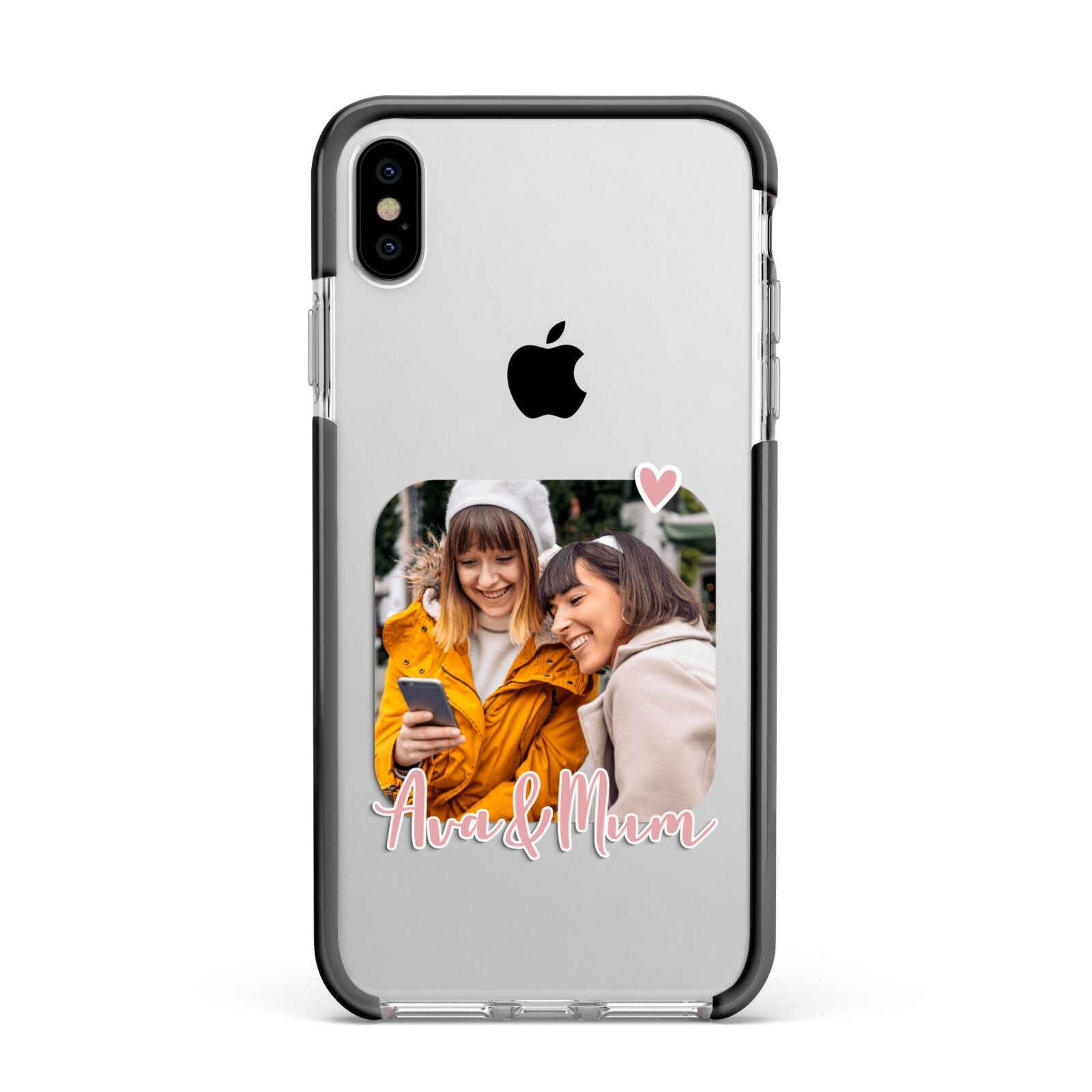 Mummy and Me Custom Photo Apple iPhone Xs Max Impact Case Black Edge on Silver Phone