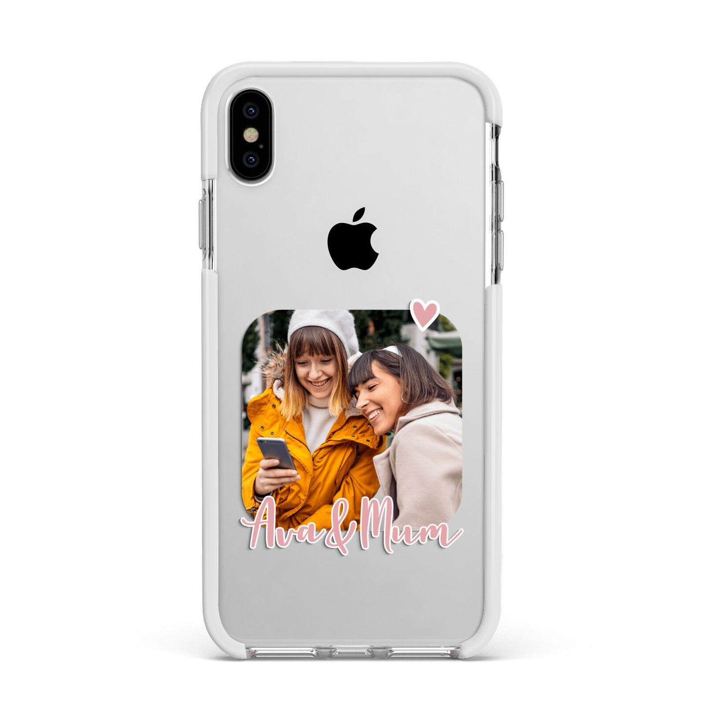 Mummy and Me Custom Photo Apple iPhone Xs Max Impact Case White Edge on Silver Phone