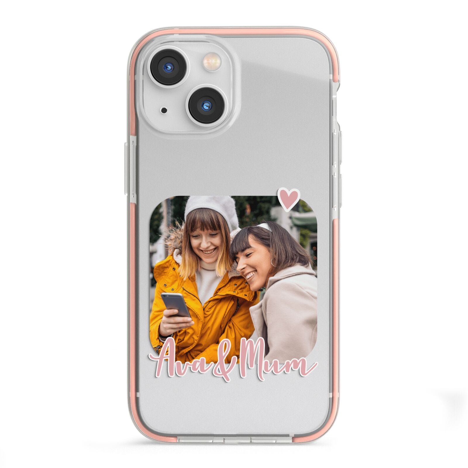 Mummy and Me Custom Photo iPhone 13 Mini TPU Impact Case with Pink Edges