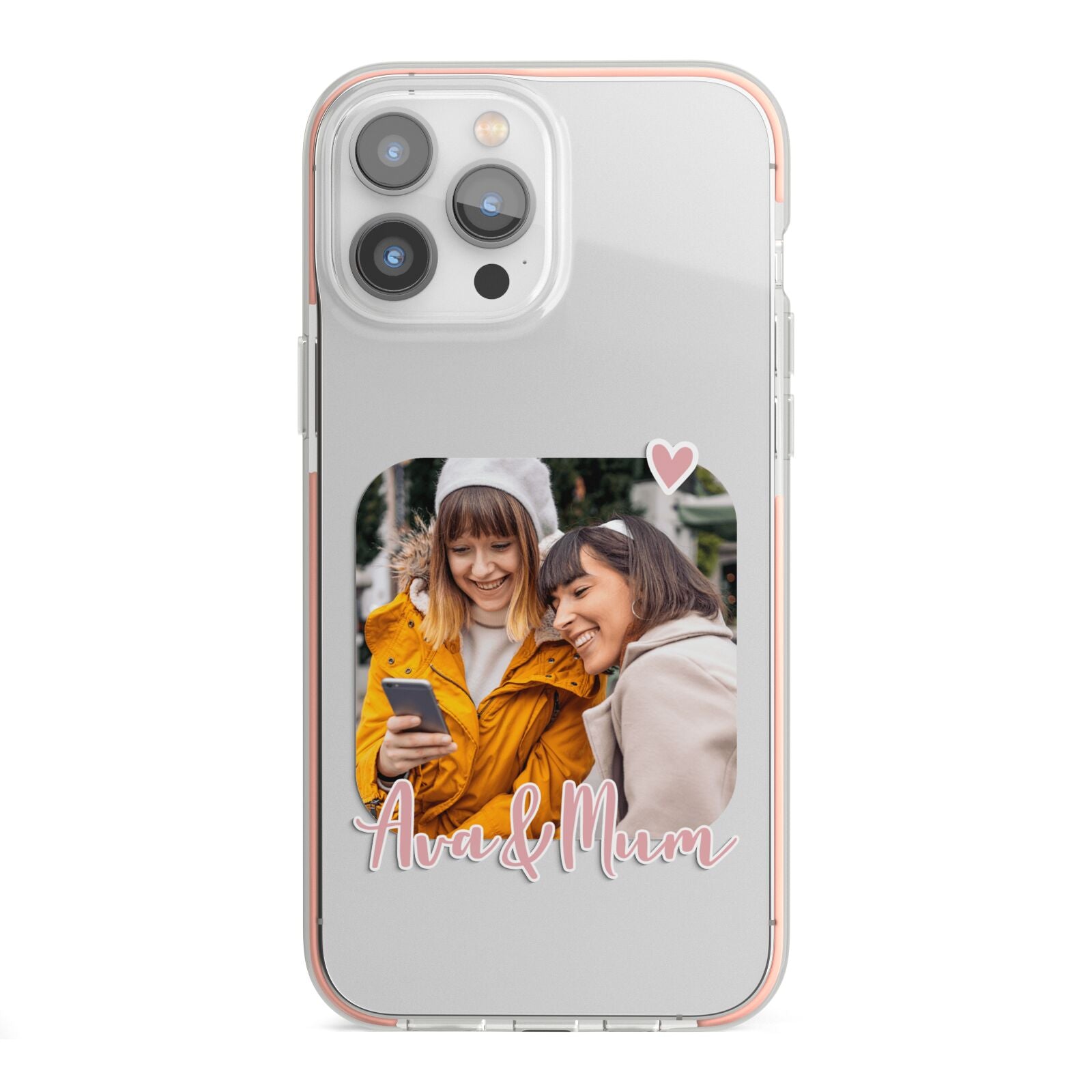 Mummy and Me Custom Photo iPhone 13 Pro Max TPU Impact Case with Pink Edges