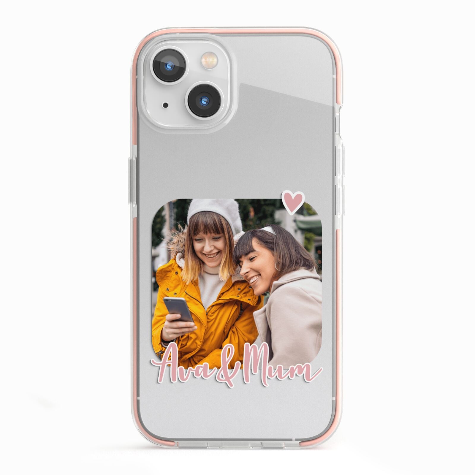Mummy and Me Custom Photo iPhone 13 TPU Impact Case with Pink Edges