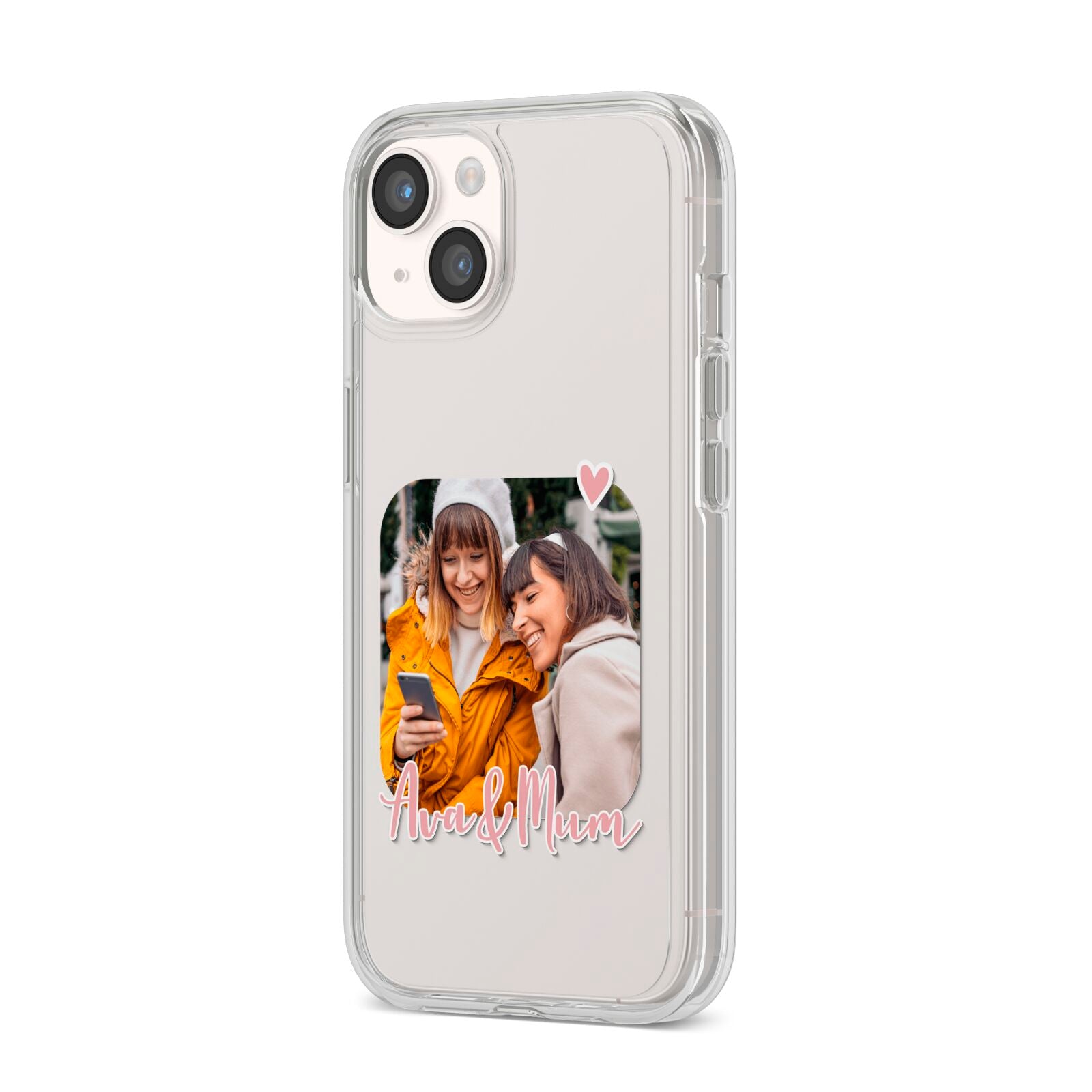 Mummy and Me Custom Photo iPhone 14 Clear Tough Case Starlight Angled Image