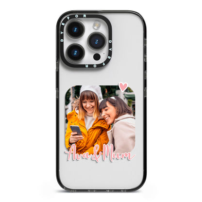 Mummy and Me Custom Photo iPhone 14 Pro Black Impact Case on Silver phone