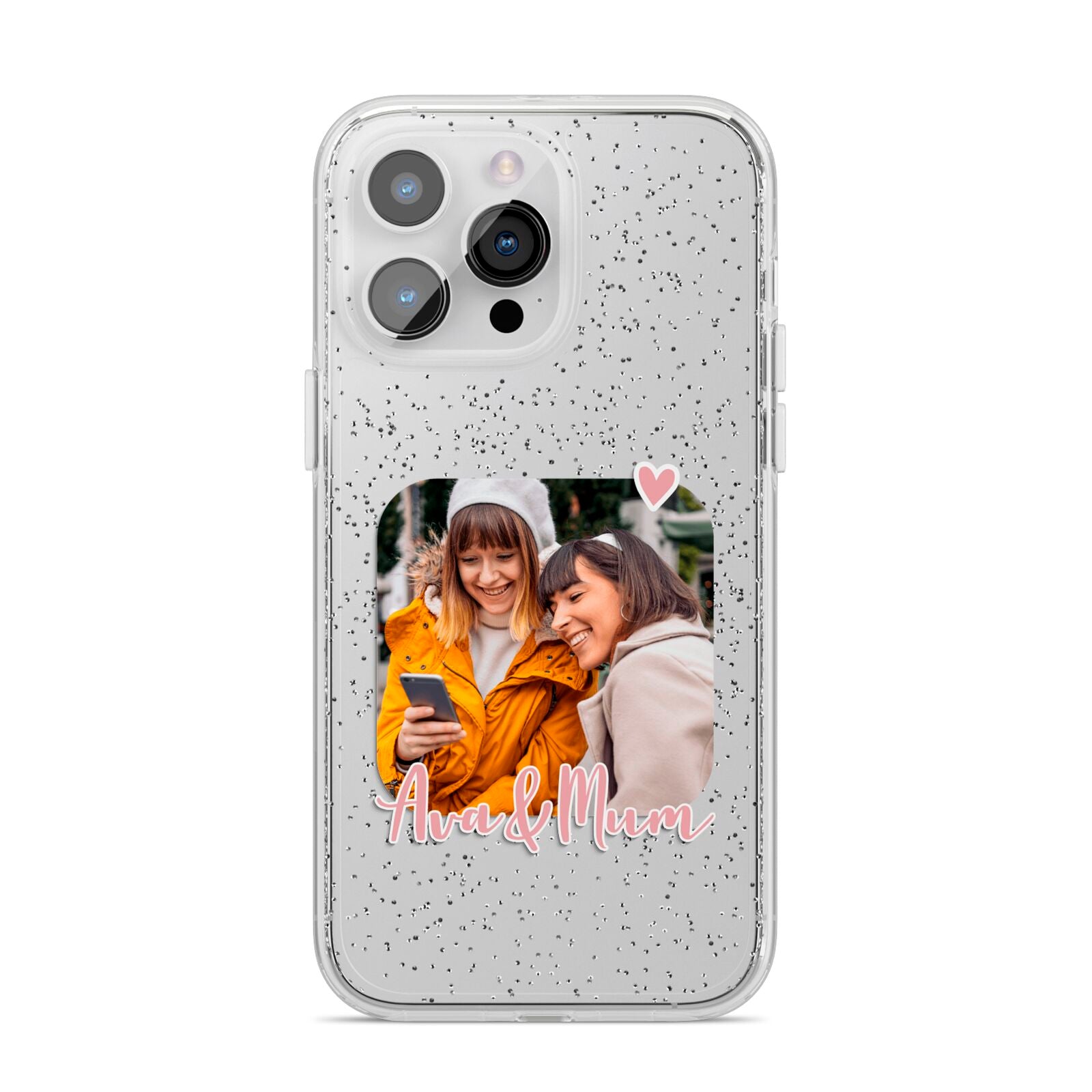 Mummy and Me Custom Photo iPhone 14 Pro Max Glitter Tough Case Silver