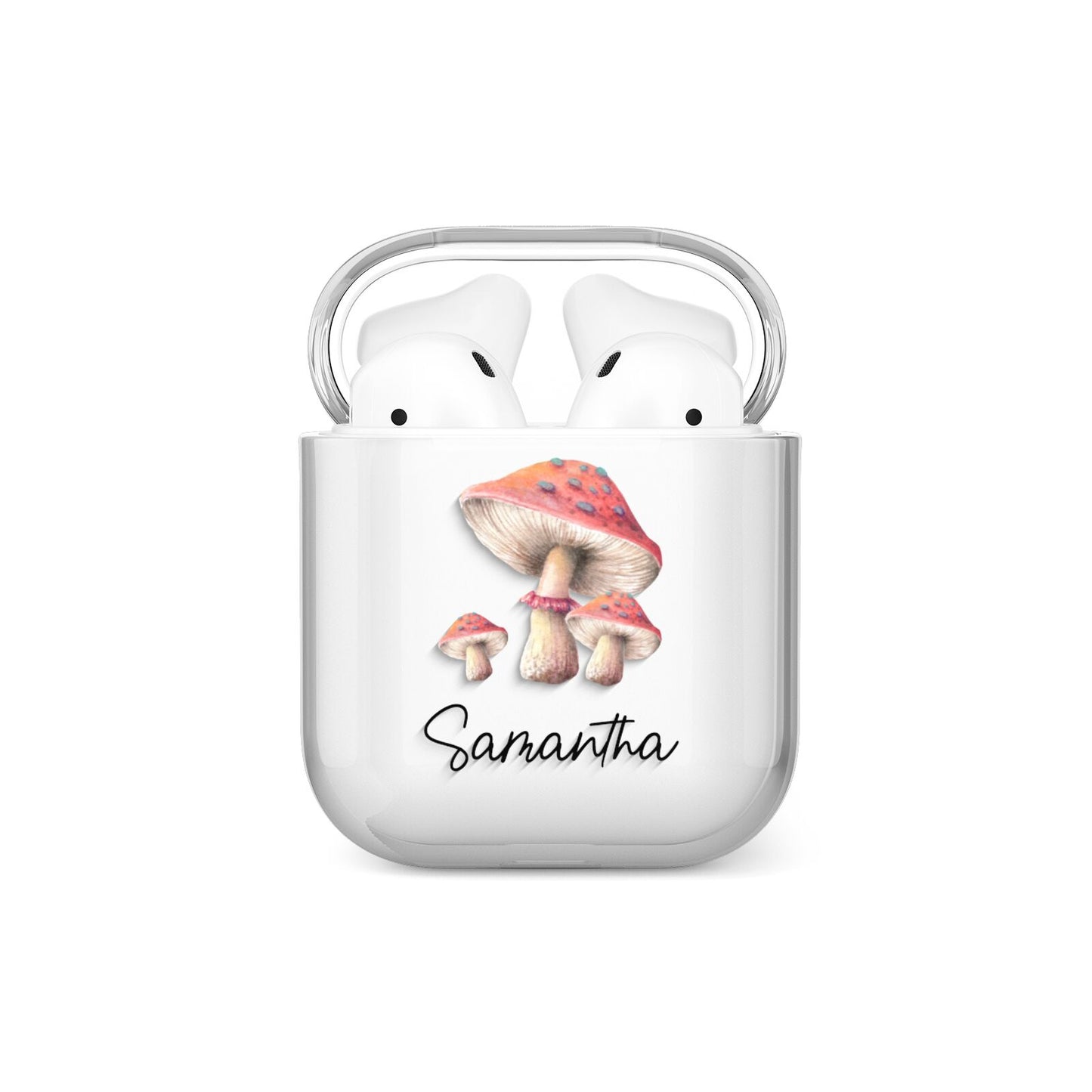 Mushroom Illustrations with Name AirPods Case
