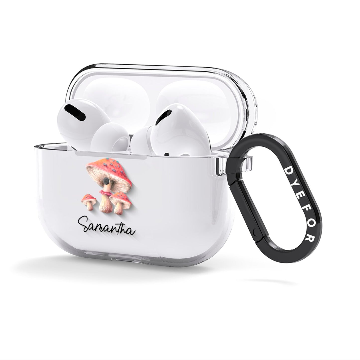 Mushroom Illustrations with Name AirPods Clear Case 3rd Gen Side Image