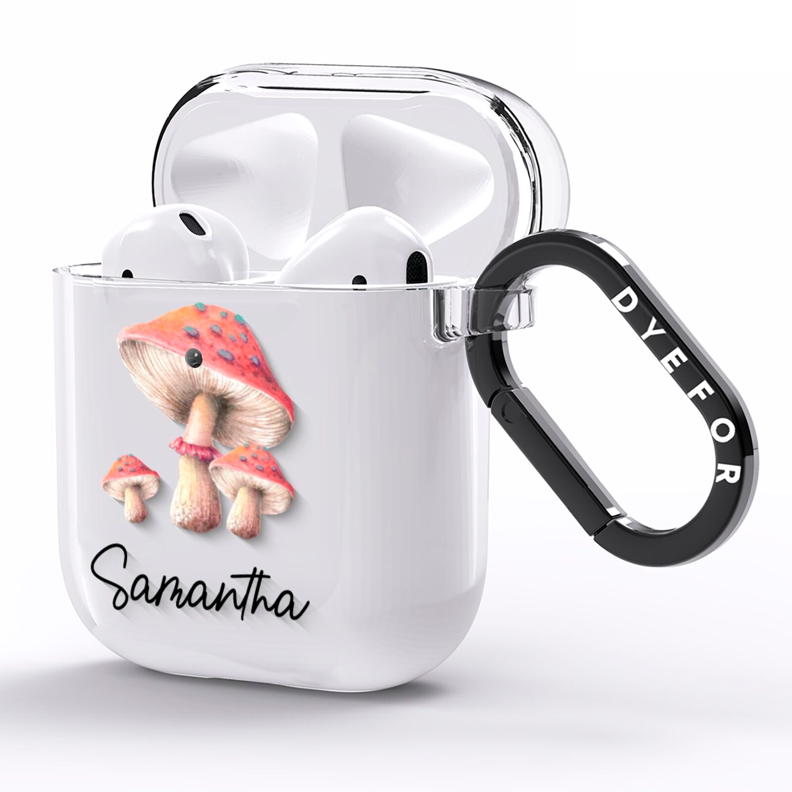 Mushroom Illustrations with Name AirPods Clear Case Side Image