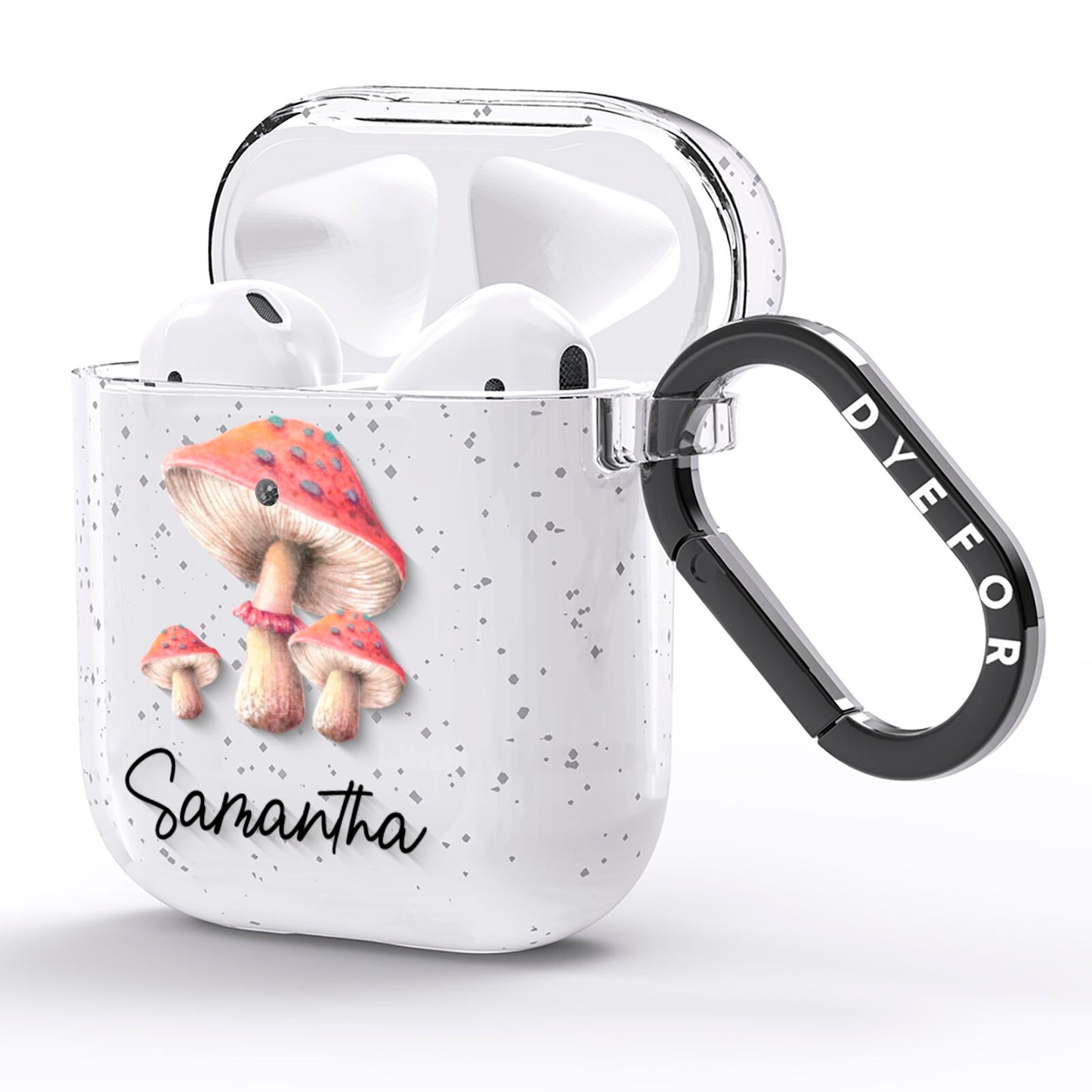 Mushroom Illustrations with Name AirPods Glitter Case Side Image