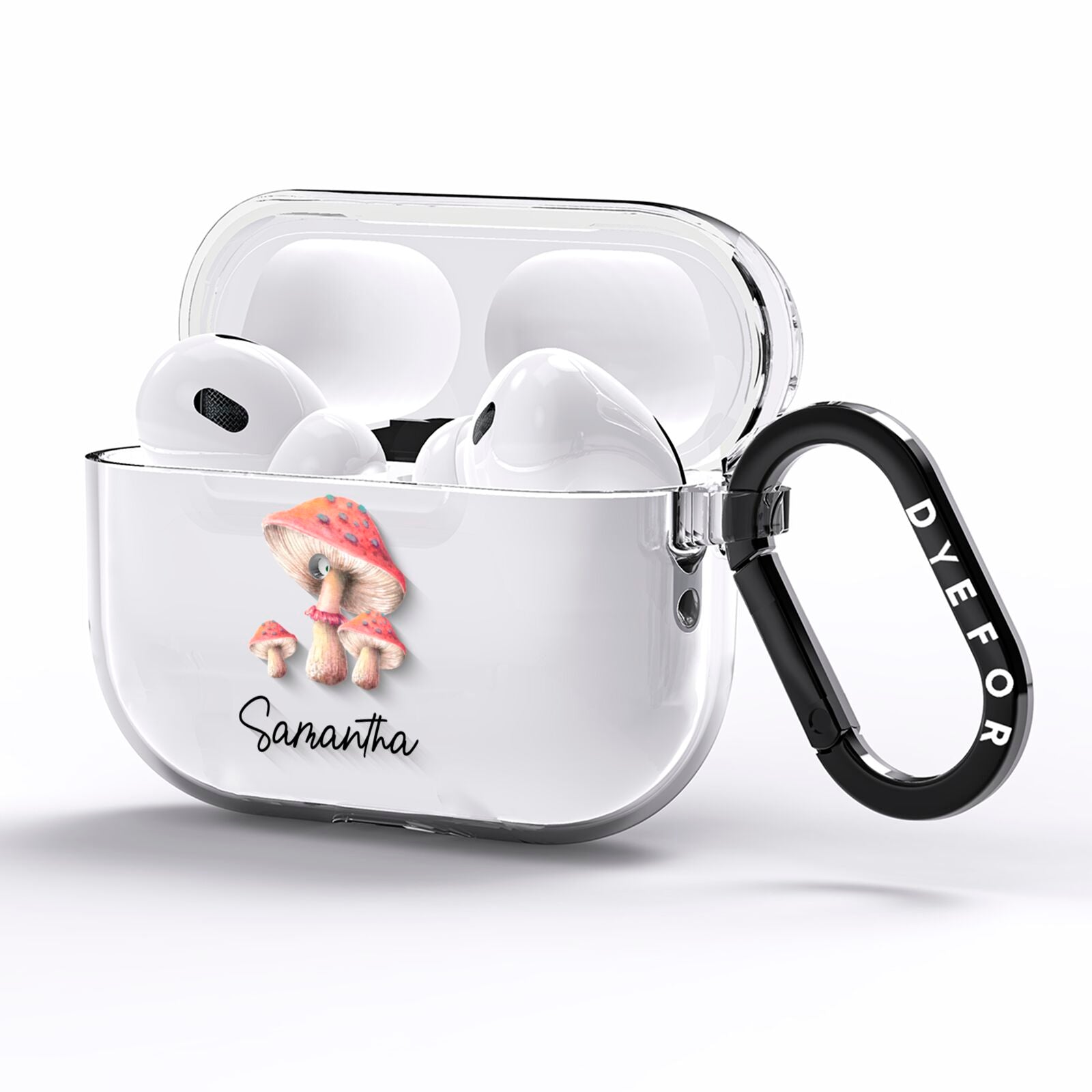 Mushroom Illustrations with Name AirPods Pro Clear Case Side Image