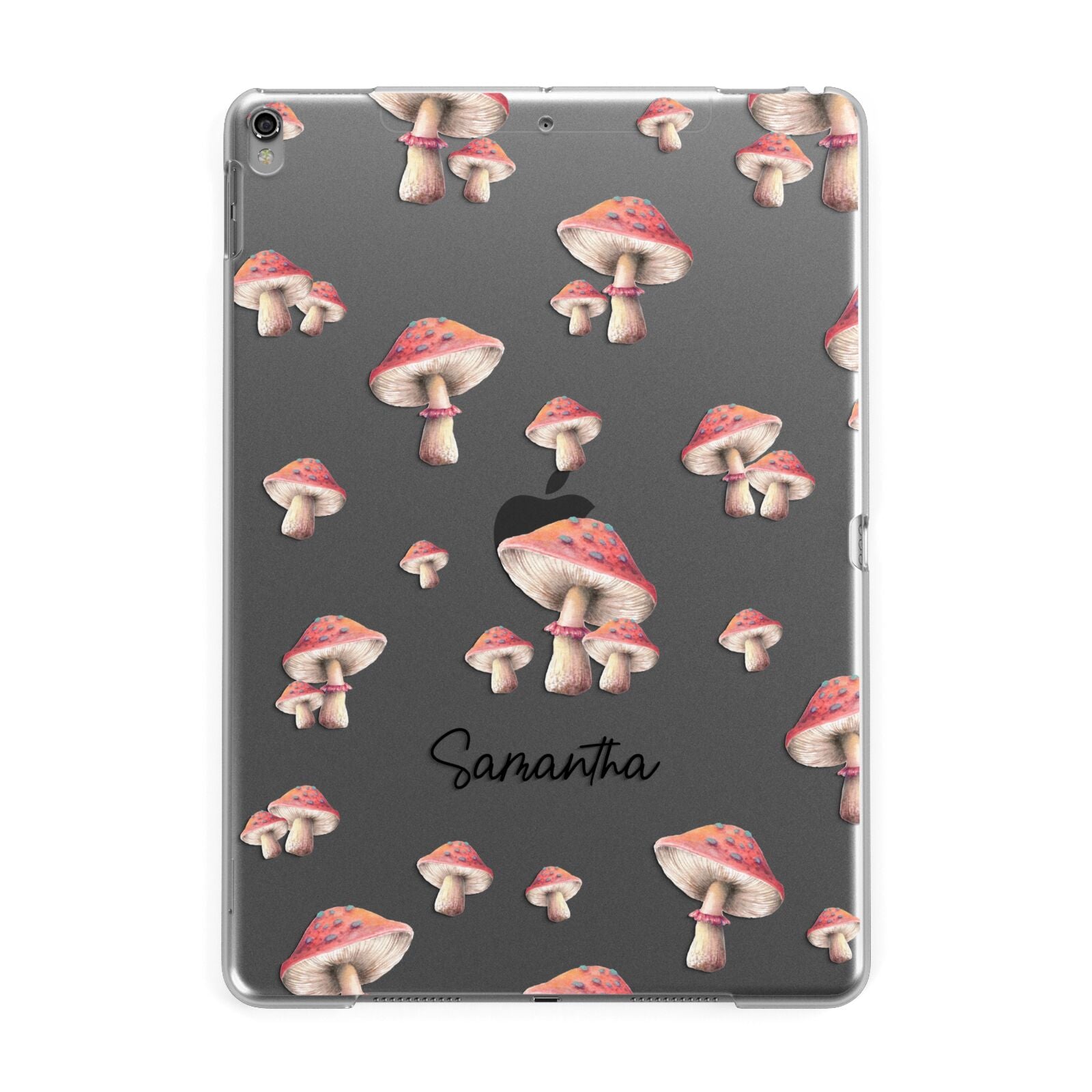 Mushroom Illustrations with Name Apple iPad Grey Case