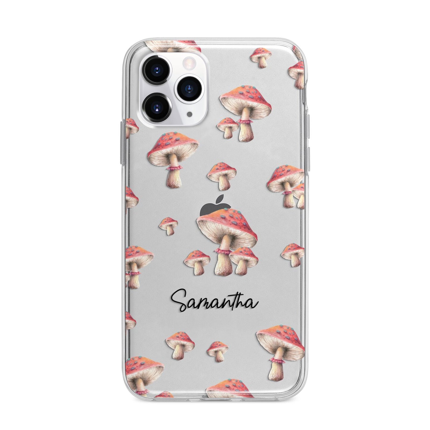 Mushroom Illustrations with Name Apple iPhone 11 Pro Max in Silver with Bumper Case