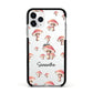 Mushroom Illustrations with Name Apple iPhone 11 Pro in Silver with Black Impact Case