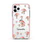 Mushroom Illustrations with Name Apple iPhone 11 Pro in Silver with Pink Impact Case