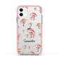 Mushroom Illustrations with Name Apple iPhone 11 in White with Pink Impact Case
