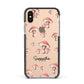 Mushroom Illustrations with Name Apple iPhone Xs Impact Case Black Edge on Gold Phone