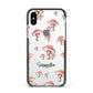 Mushroom Illustrations with Name Apple iPhone Xs Impact Case Black Edge on Silver Phone