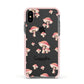 Mushroom Illustrations with Name Apple iPhone Xs Impact Case Pink Edge on Black Phone