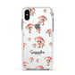Mushroom Illustrations with Name Apple iPhone Xs Impact Case White Edge on Silver Phone