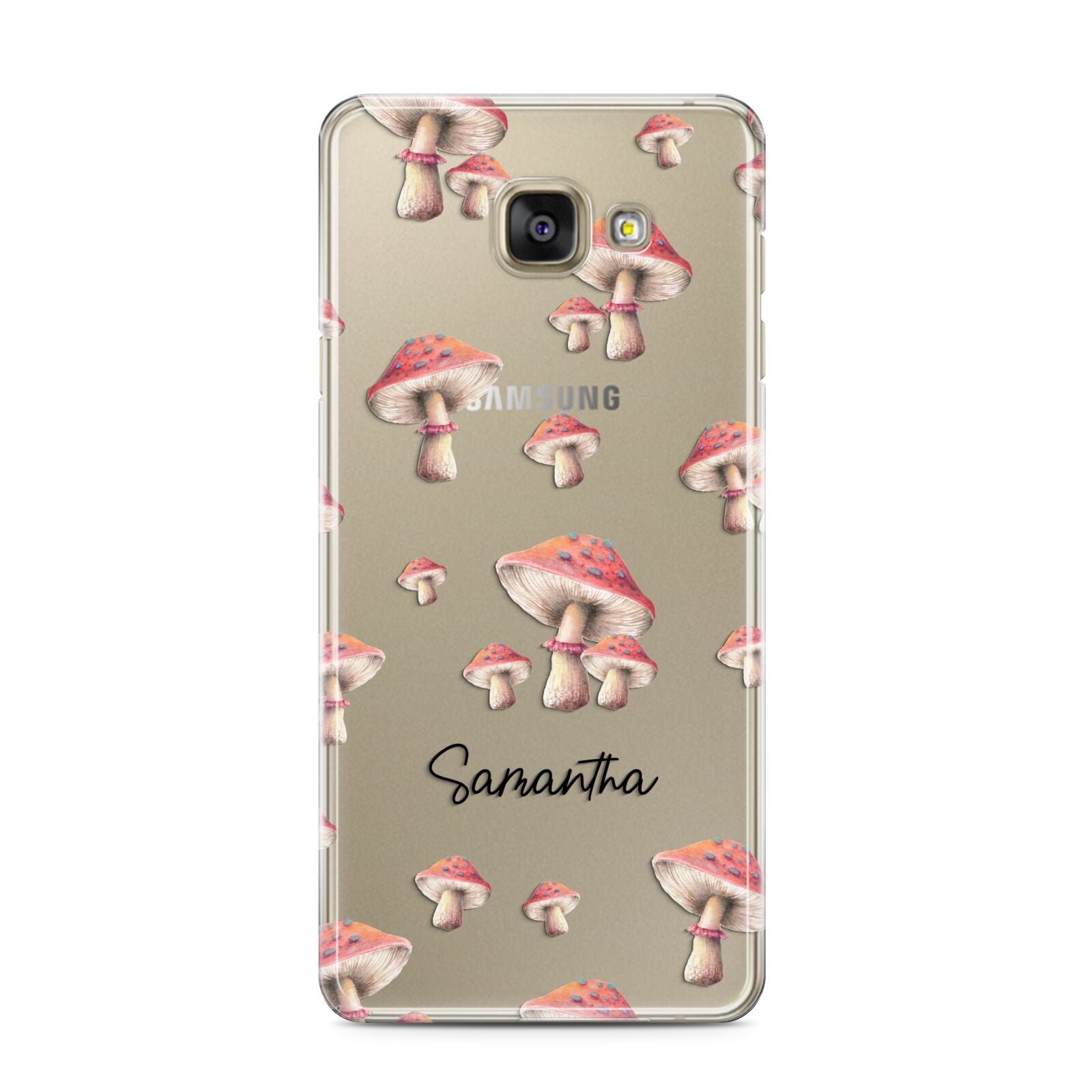 Mushroom Illustrations with Name Samsung Galaxy A3 2016 Case on gold phone