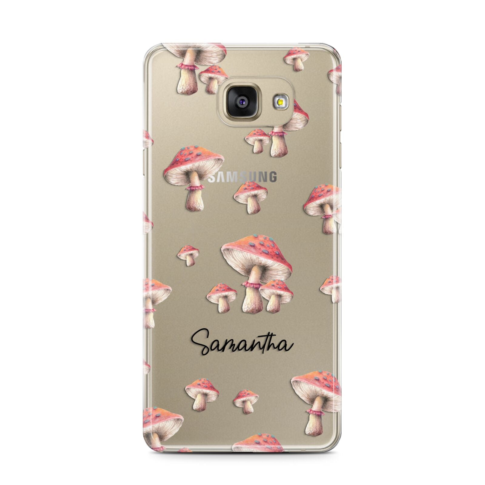 Mushroom Illustrations with Name Samsung Galaxy A7 2016 Case on gold phone