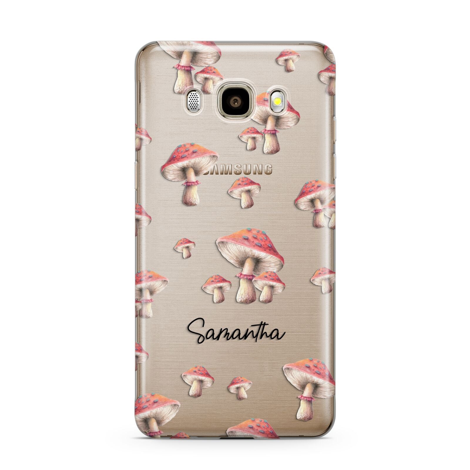 Mushroom Illustrations with Name Samsung Galaxy J7 2016 Case on gold phone