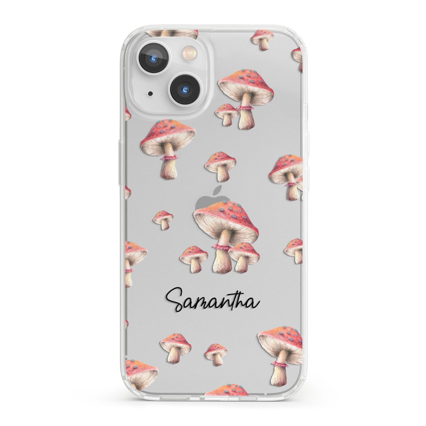 Mushroom Illustrations with Name iPhone 13 Clear Bumper Case