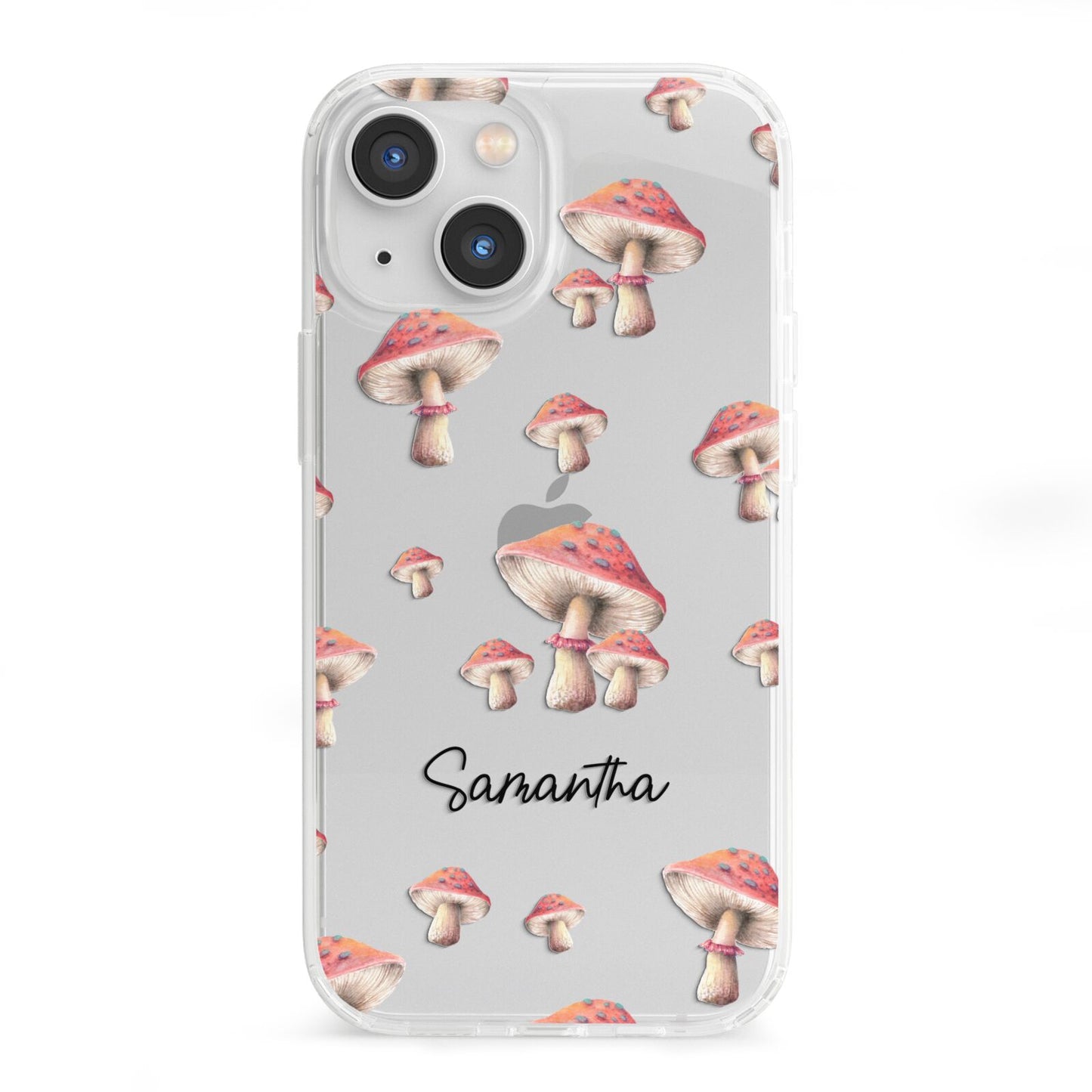 Mushroom Illustrations with Name iPhone 13 Mini Clear Bumper Case
