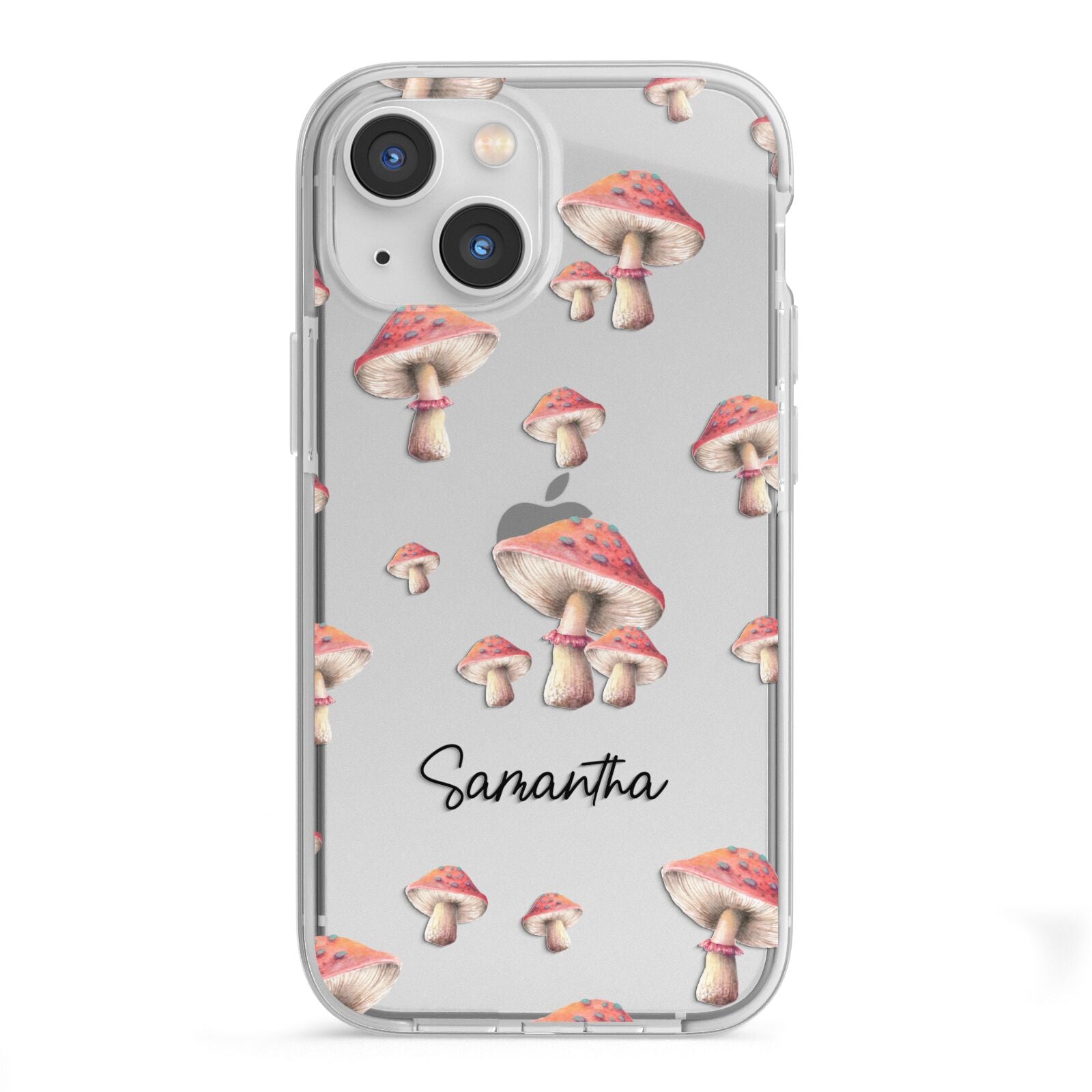 Mushroom Illustrations with Name iPhone 13 Mini TPU Impact Case with White Edges
