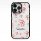 Mushroom Illustrations with Name iPhone 13 Pro Black Impact Case on Silver phone