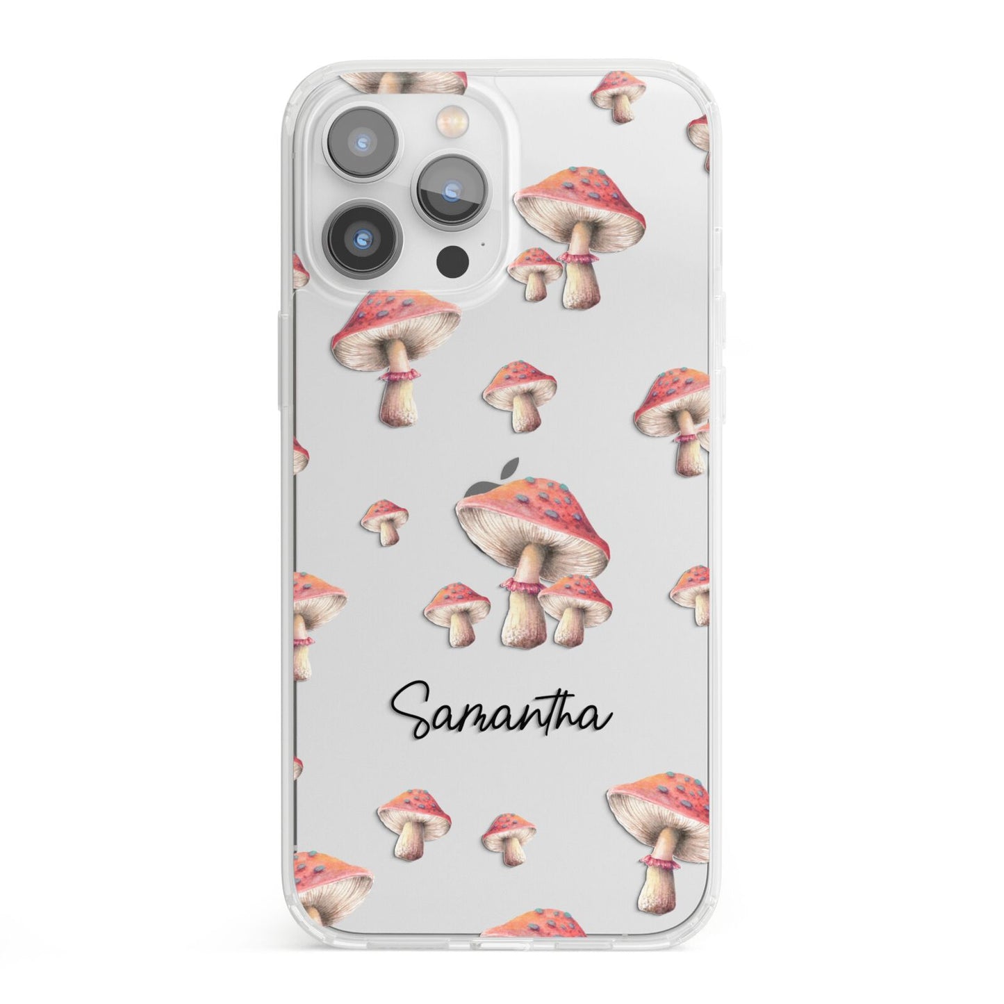 Mushroom Illustrations with Name iPhone 13 Pro Max Clear Bumper Case