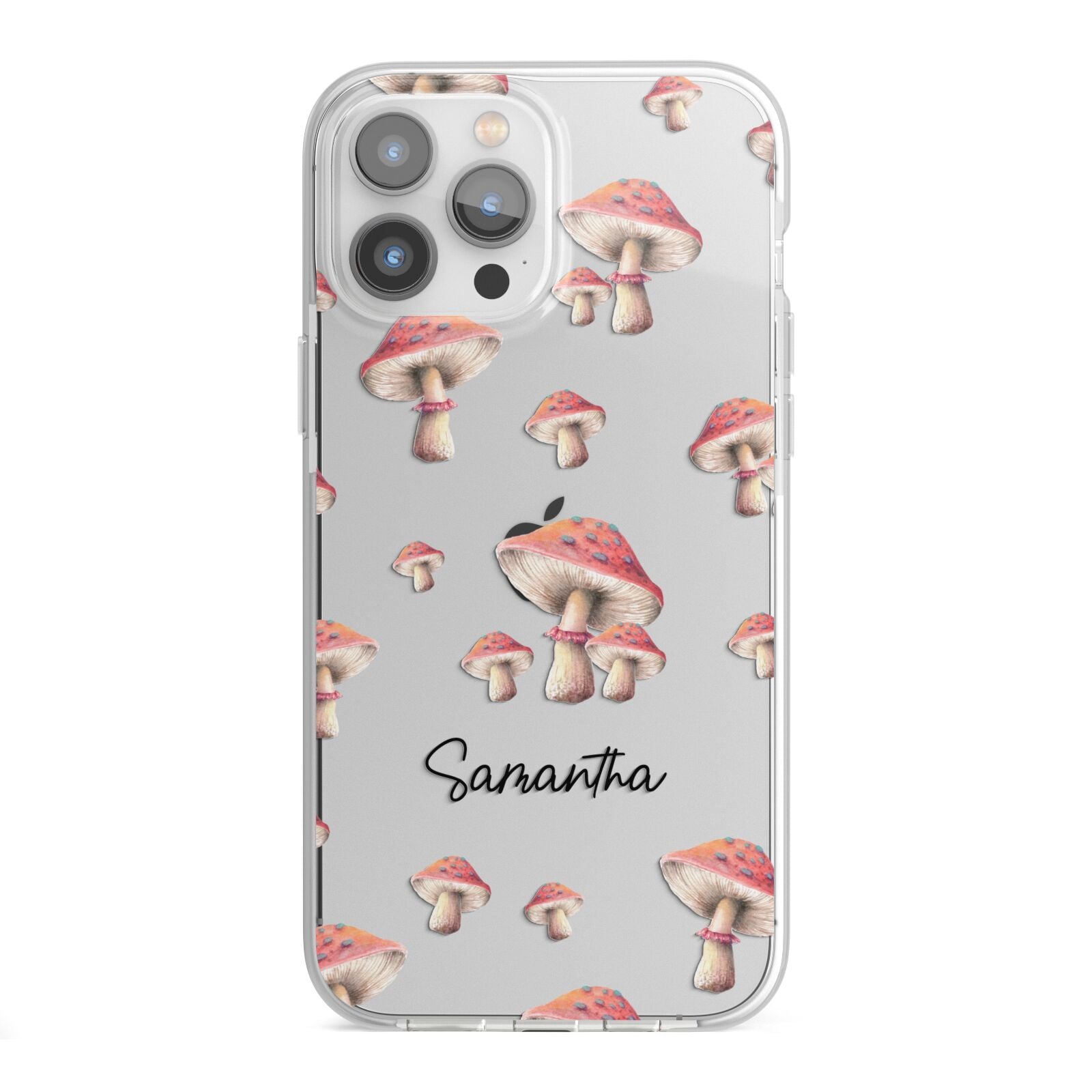 Mushroom Illustrations with Name iPhone 13 Pro Max TPU Impact Case with White Edges