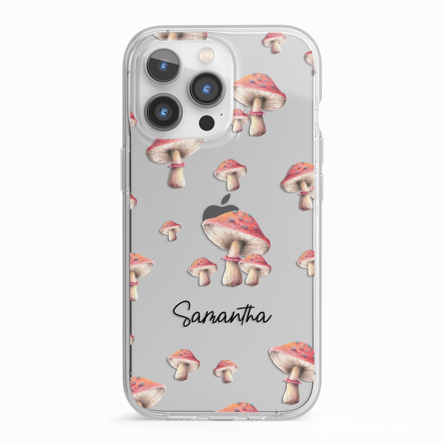 Mushroom Illustrations with Name iPhone 13 Pro TPU Impact Case with White Edges