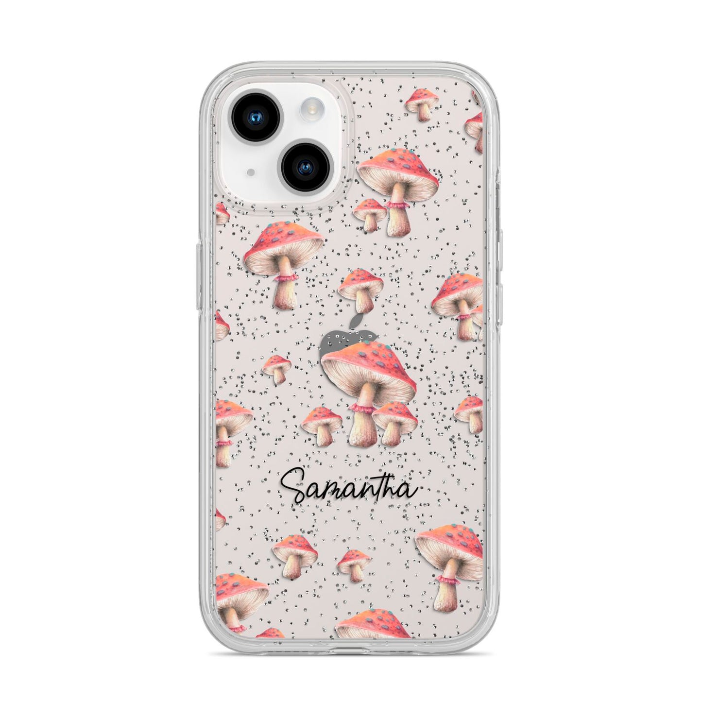Mushroom Illustrations with Name iPhone 14 Glitter Tough Case Starlight