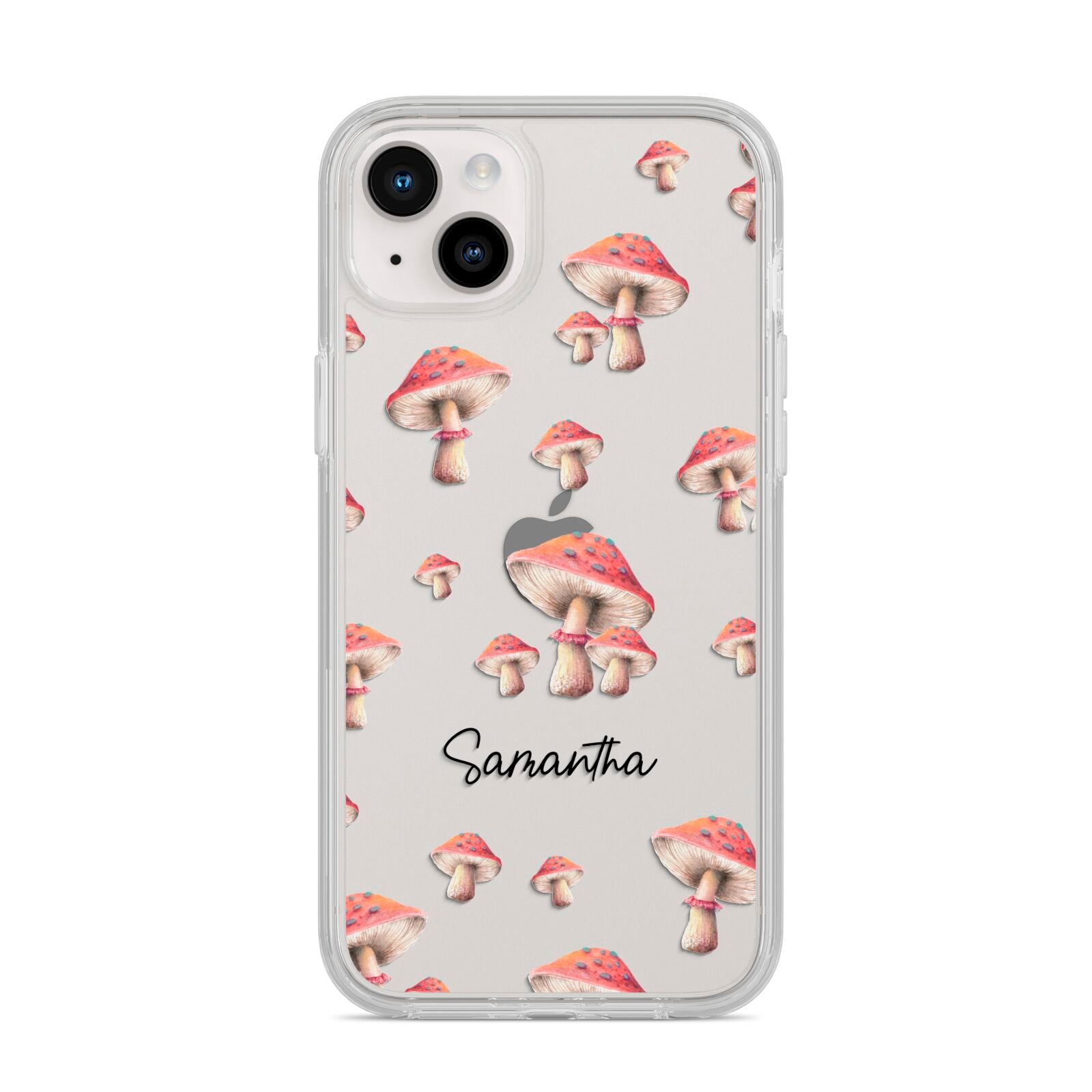 Mushroom Illustrations with Name iPhone 14 Plus Clear Tough Case Starlight