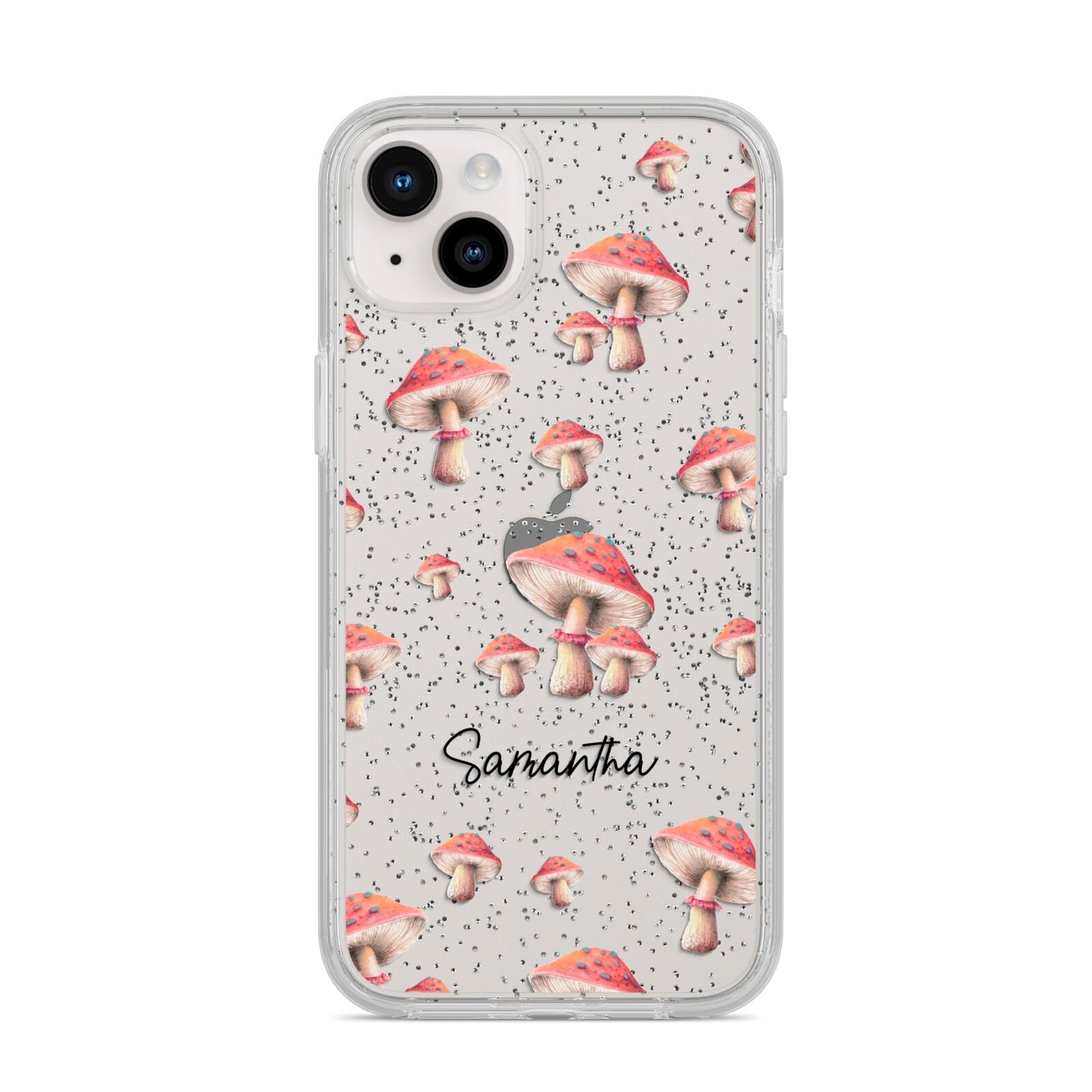 Mushroom Illustrations with Name iPhone 14 Plus Glitter Tough Case Starlight