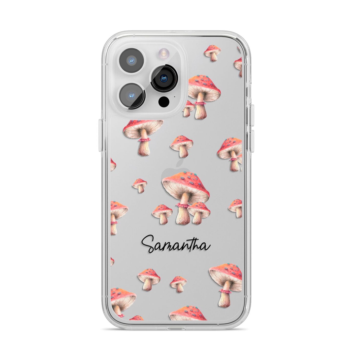 Mushroom Illustrations with Name iPhone 14 Pro Max Clear Tough Case Silver
