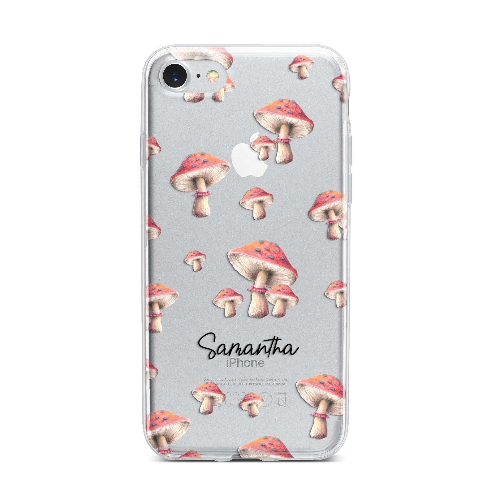 Mushroom Illustrations with Name iPhone 7 Bumper Case on Silver iPhone