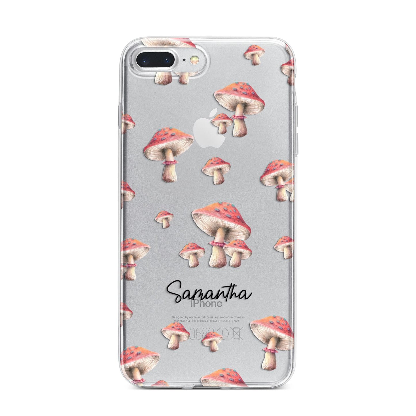 Mushroom Illustrations with Name iPhone 7 Plus Bumper Case on Silver iPhone