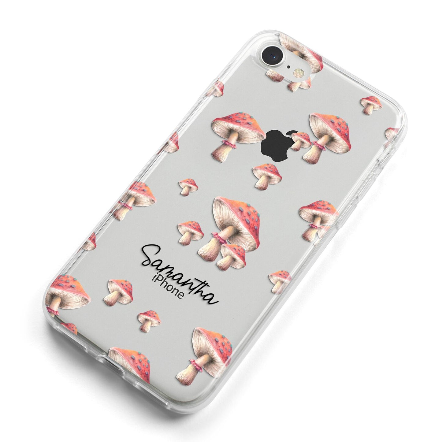 Mushroom Illustrations with Name iPhone 8 Bumper Case on Silver iPhone Alternative Image