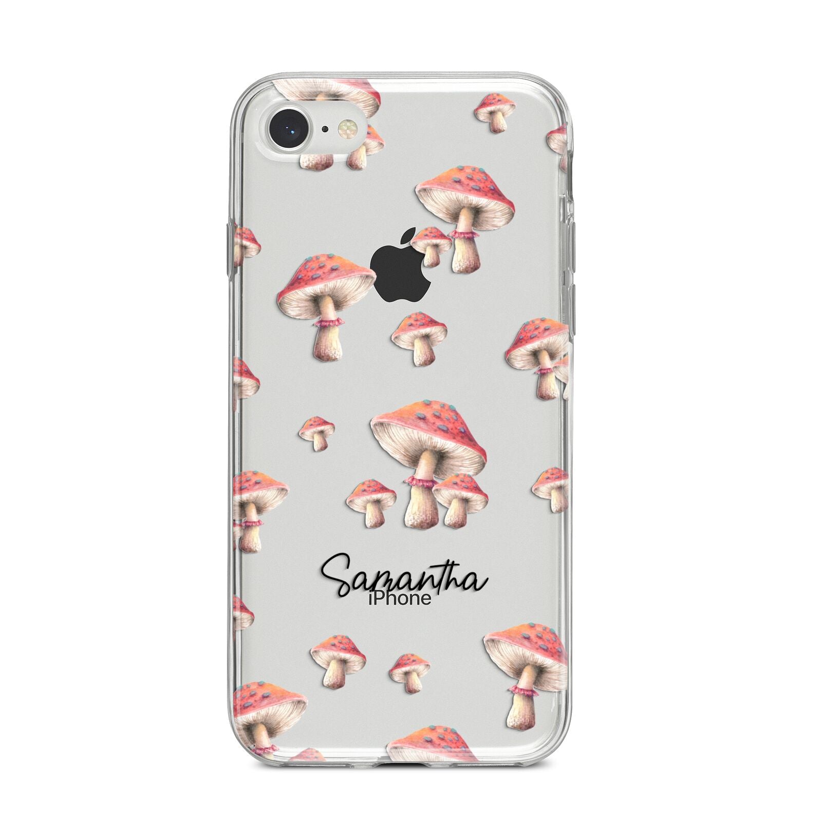 Mushroom Illustrations with Name iPhone 8 Bumper Case on Silver iPhone